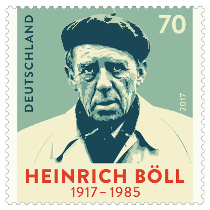 Briefmarke, Stamp, Heinrich Böll, Illustration, Vektor, 100. Geburtstag, 100 birthday